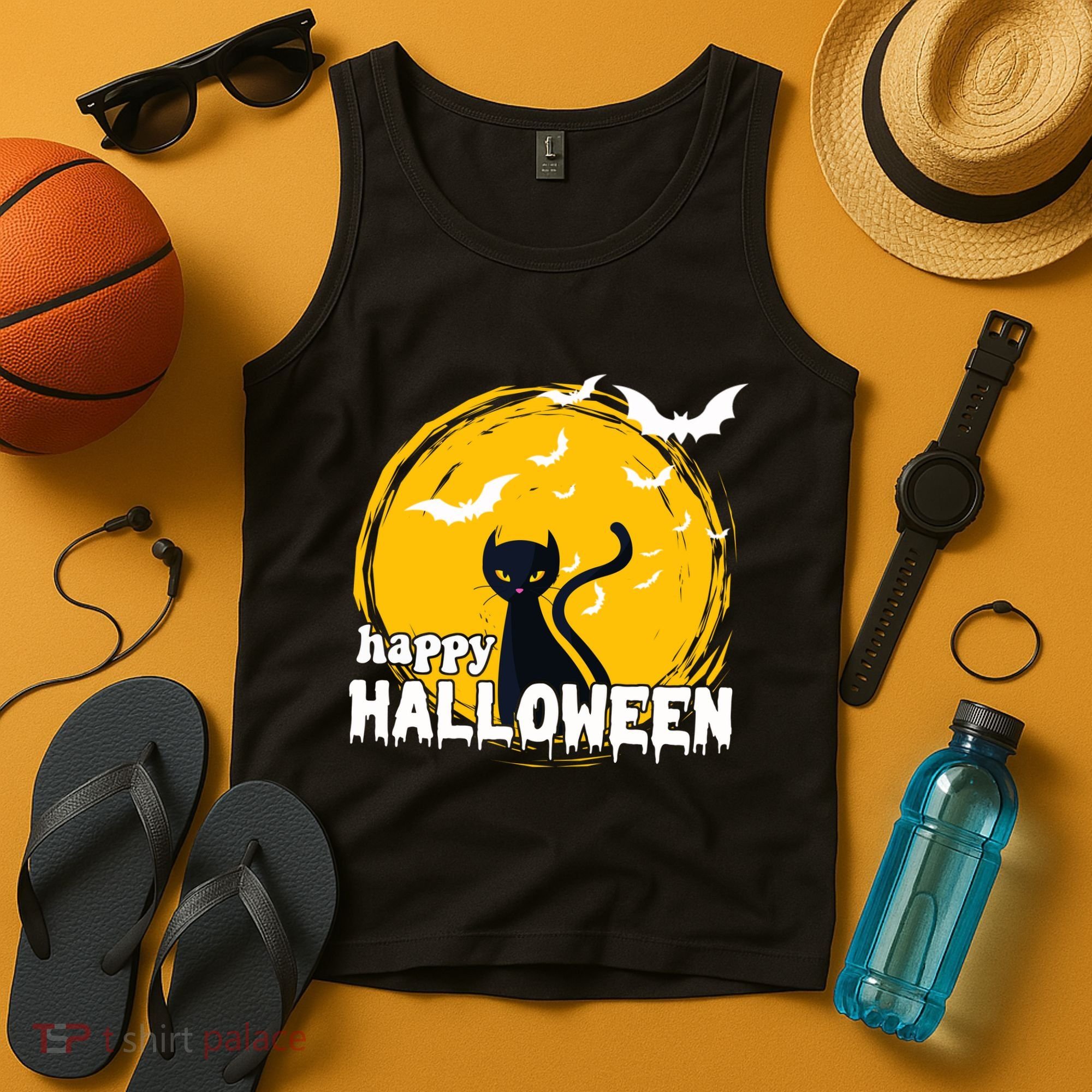 Happy Halloween Black Cat Spooky Tank Top