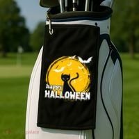 Happy Halloween Black Cat Spooky Golf Towel thumb 2
