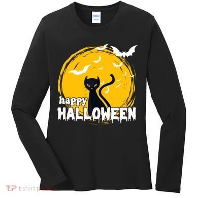 Happy Halloween Black Cat Spooky Women's Long Sleeve Shirt