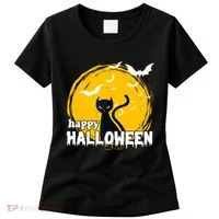 Happy Halloween Black Cat Spooky Women's T-Shirt thumb 0