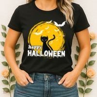 Happy Halloween Black Cat Spooky Women's T-Shirt thumb 2