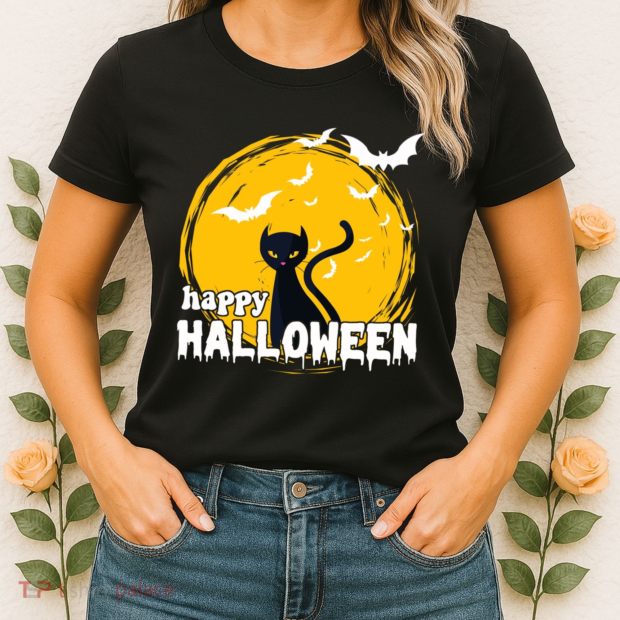 Happy Halloween Black Cat Spooky Women's T-Shirt