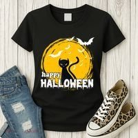 Happy Halloween Black Cat Spooky Women's T-Shirt thumb 3