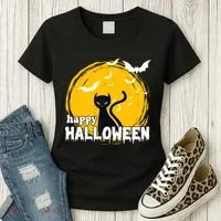 Happy Halloween Black Cat Spooky Women's T-Shirt thumb 3