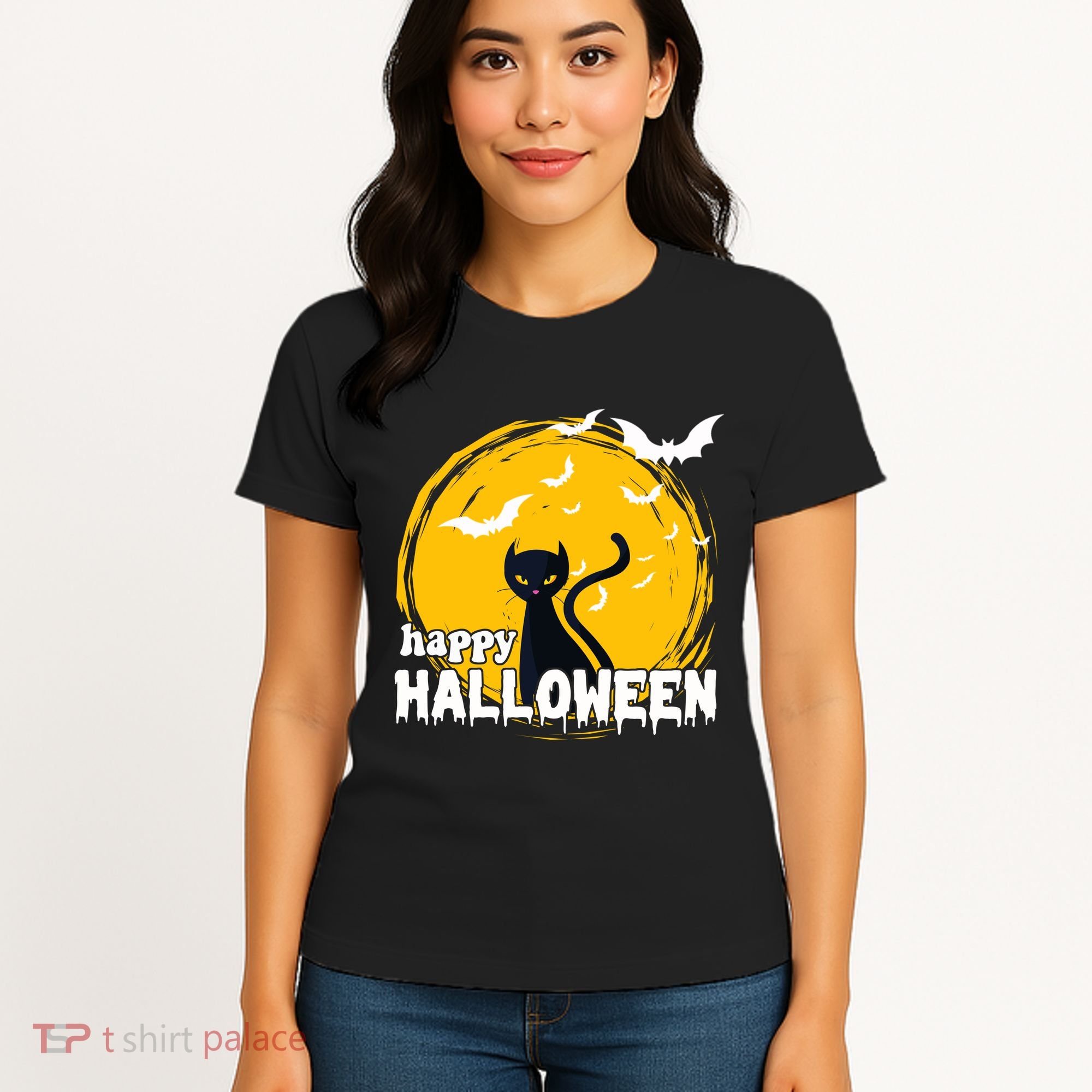 Happy Halloween Black Cat Spooky Women's T-Shirt