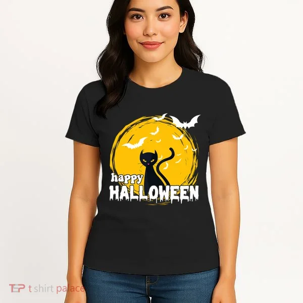 Happy Halloween Black Cat Spooky Women's T-Shirt