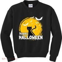 Happy Halloween Black Cat Spooky Kids Sweatshirt thumb 0