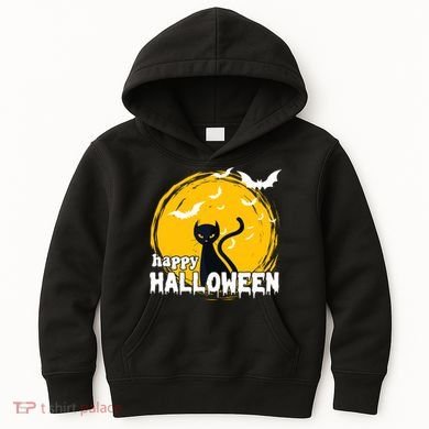 Happy Halloween Black Cat Spooky Kids Hoodie
