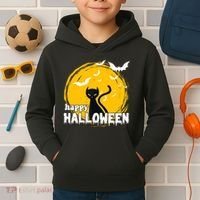 Happy Halloween Black Cat Spooky Kids Hoodie thumb 2