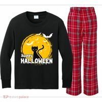 Happy Halloween Black Cat Spooky Kids Long Sleeve Plaid Pajama Set thumb 0