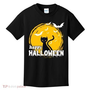Happy Halloween Black Cat Spooky Kids T-Shirt