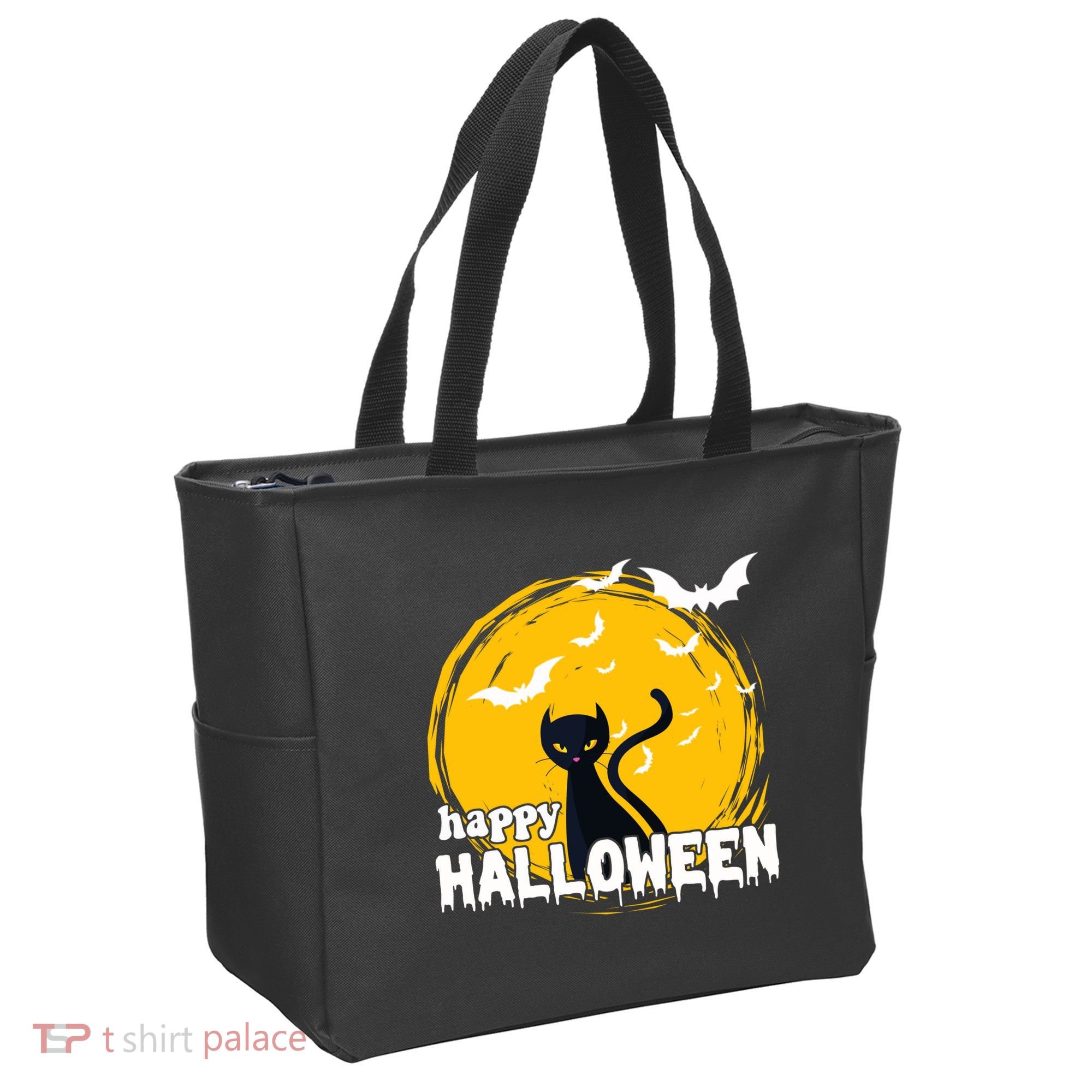 Happy Halloween Black Cat Spooky Tote Bag