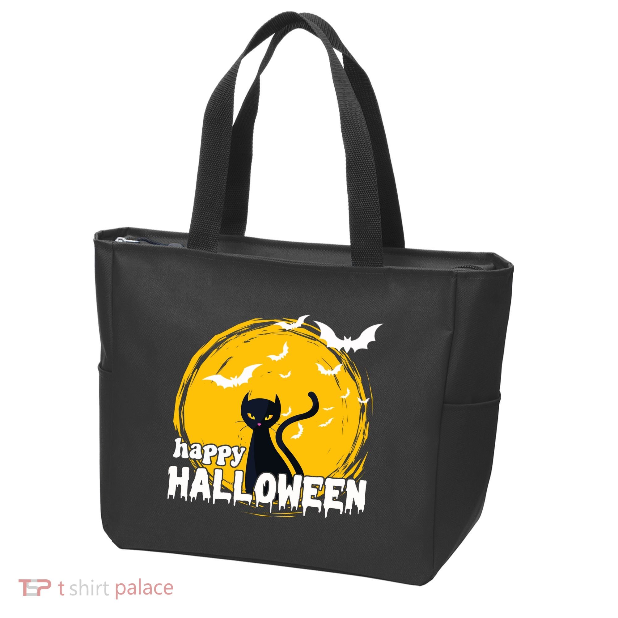 Happy Halloween Black Cat Spooky Tote Bag