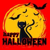 Happy Halloween Black Cat Spooky Santa Hat thumb 1
