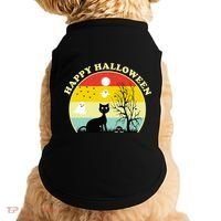 Happy Halloween Black Cat Retro Sunset Doggie Tank thumb 0
