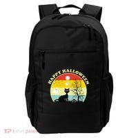 Happy Halloween Black Cat Retro Sunset Backpack thumb 0