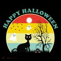 Happy Halloween Black Cat Retro Sunset Coffee Mug thumb 5
