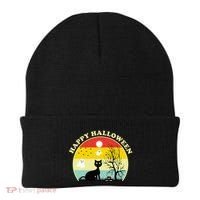 Happy Halloween Black Cat Retro Sunset Beanie thumb 0