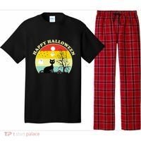 Happy Halloween Black Cat Retro Sunset Pajama Set thumb 0