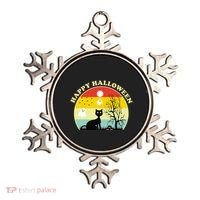 Happy Halloween Black Cat Retro Sunset Ornament thumb 0