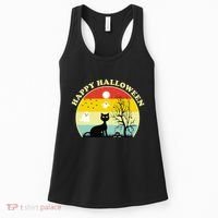 Happy Halloween Black Cat Retro Sunset Women's Tank Top thumb 0