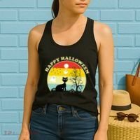 Happy Halloween Black Cat Retro Sunset Women's Tank Top thumb 2