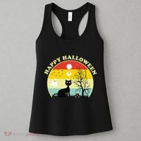Happy Halloween Black Cat Retro Sunset Women's Tank Top thumb 3