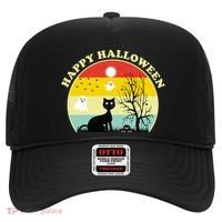Happy Halloween Black Cat Retro Sunset Hat thumb 0
