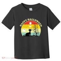Happy Halloween Black Cat Retro Sunset Toddler T-Shirt thumb 0