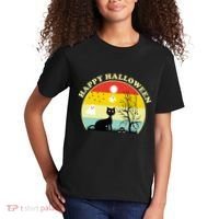 Happy Halloween Black Cat Retro Sunset Kids T-Shirt thumb 2