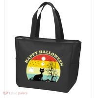 Happy Halloween Black Cat Retro Sunset Tote Bag thumb 3
