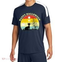 Happy Halloween Black Cat Retro Sunset Sport-Tek Competitor United Soccer Jersey thumb 0