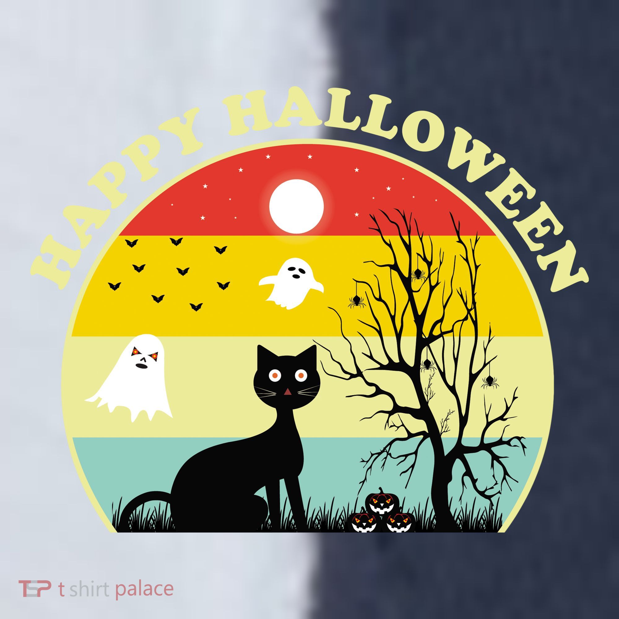Happy Halloween Black Cat Retro Sunset Sport-Tek Competitor United Soccer Jersey