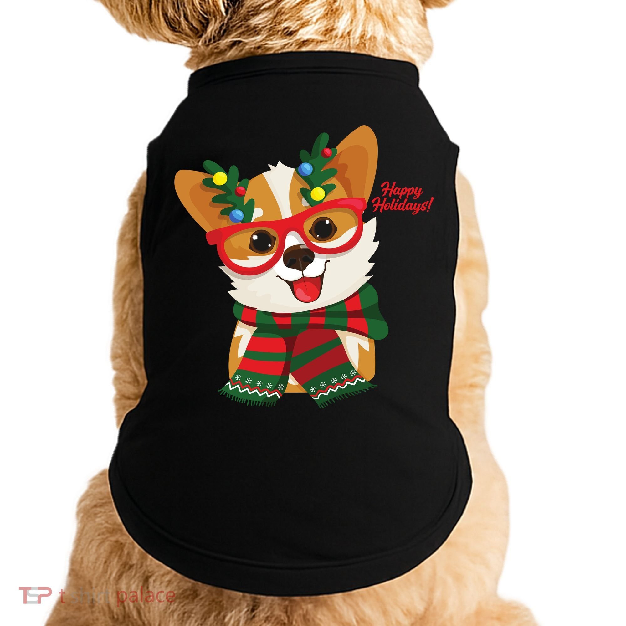 Happy Holidays Cute Corgi Dog Lover Doggie Tank