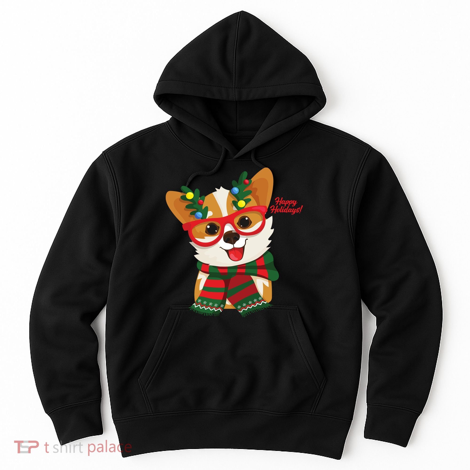 Happy Holidays Cute Corgi Dog Lover Hoodie