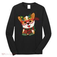 Happy Holidays Cute Corgi Dog Lover Long Sleeve Shirt thumb 0