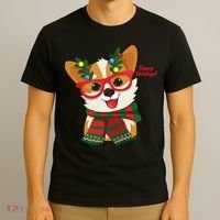 Happy Holidays Cute Corgi Dog Lover T-Shirt thumb 3