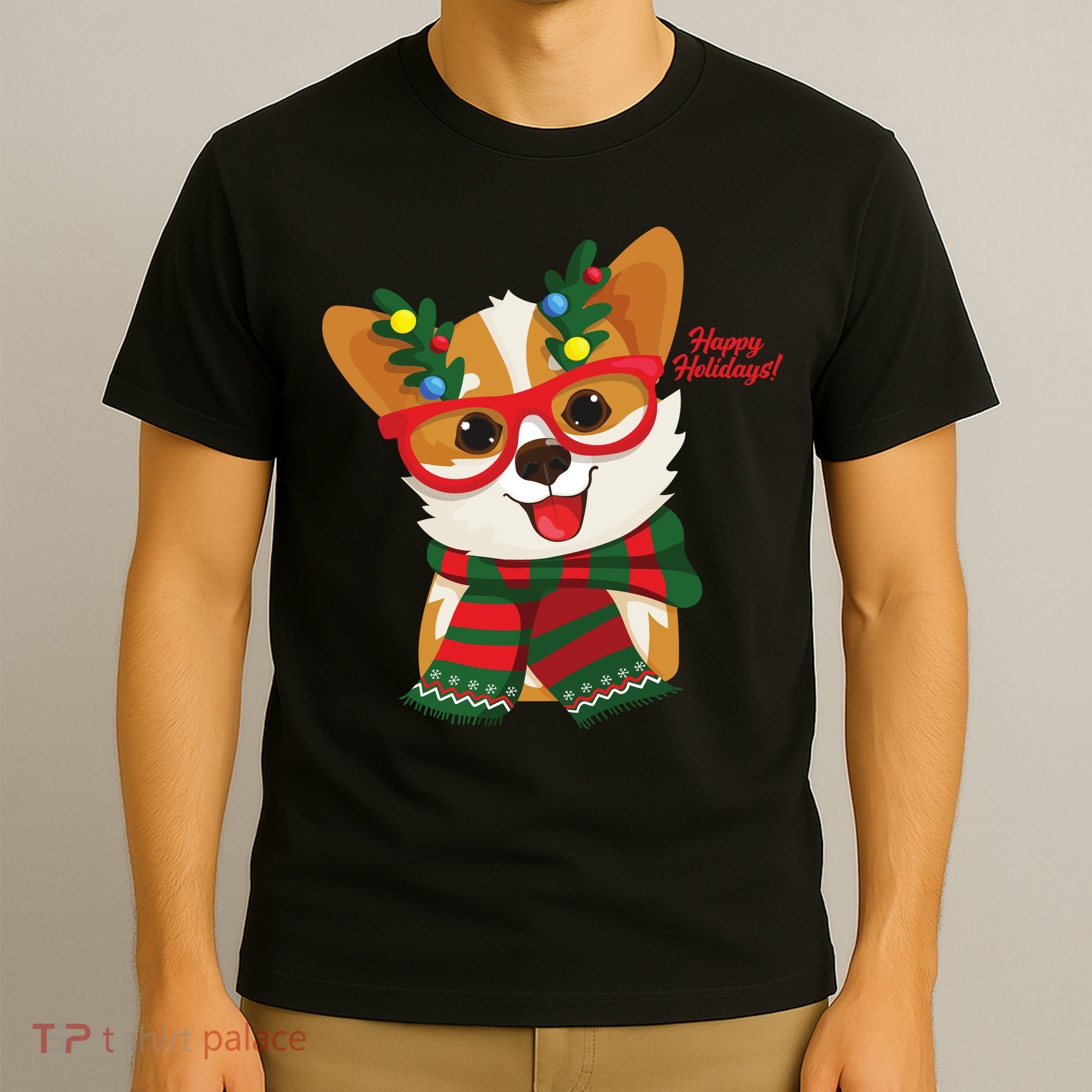 Happy Holidays Cute Corgi Dog Lover T-Shirt