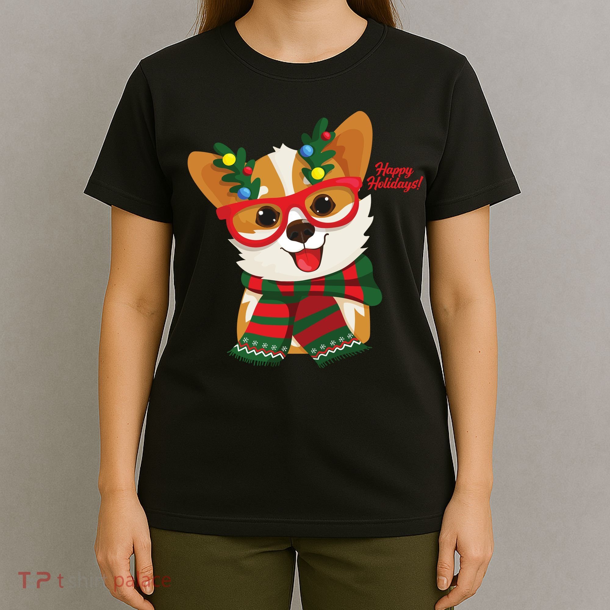 Happy Holidays Cute Corgi Dog Lover T-Shirt