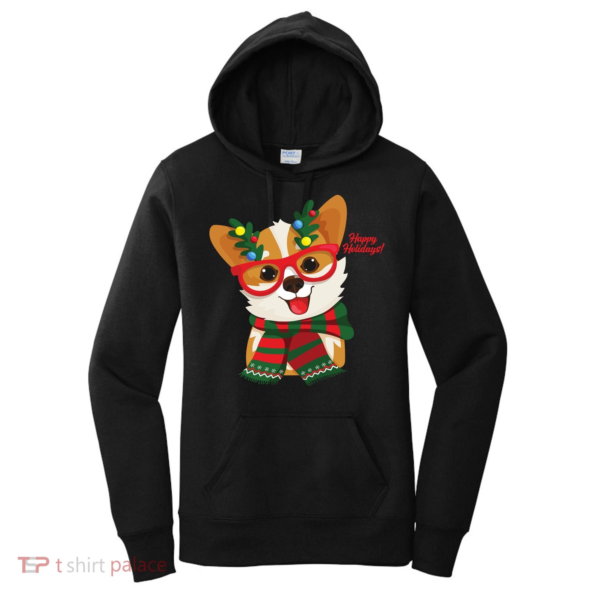 Happy Holidays Cute Corgi Dog Lover Women's Hoodie