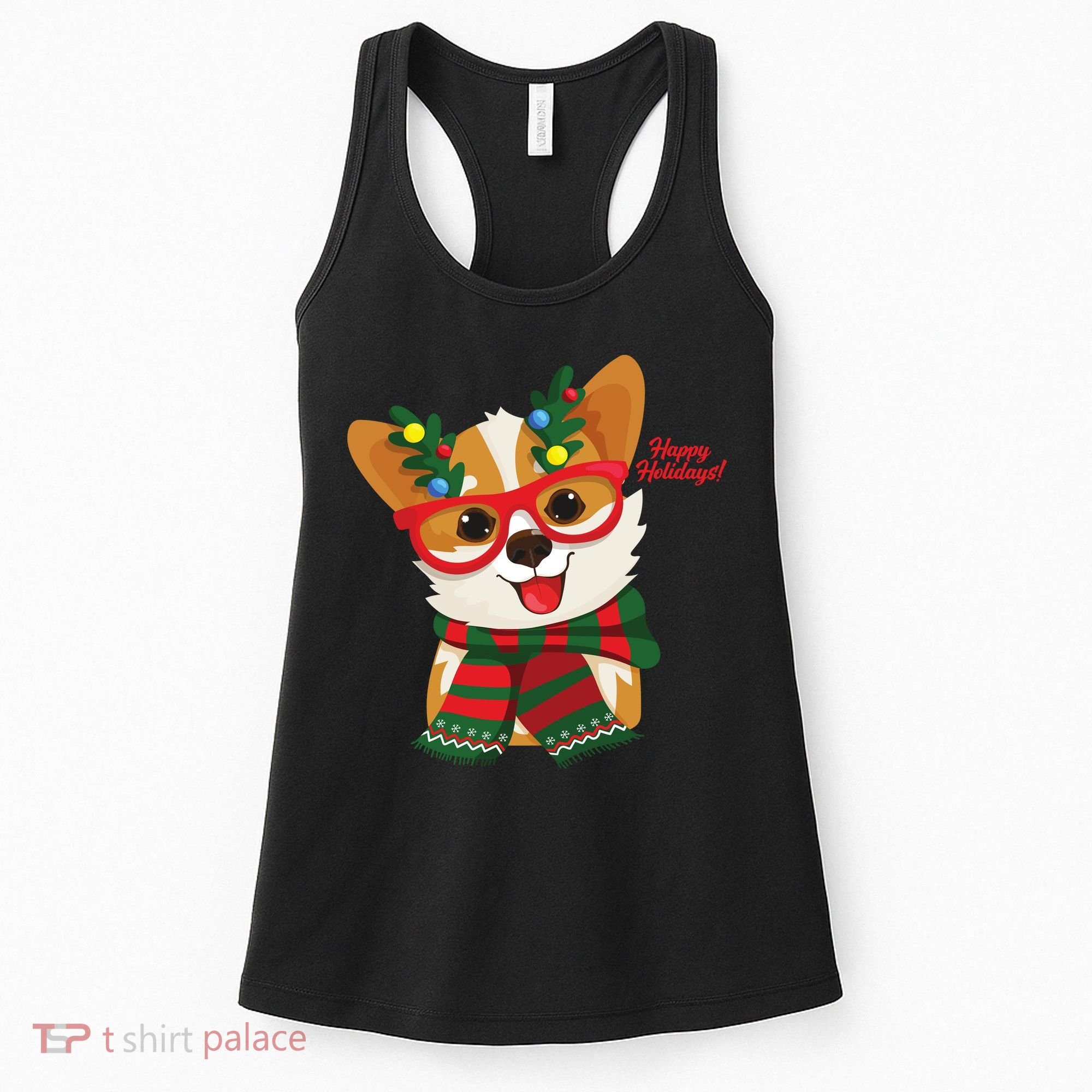 Happy Holidays Cute Corgi Dog Lover Women's Tank Top