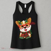 Happy Holidays Cute Corgi Dog Lover Women's Tank Top thumb 3