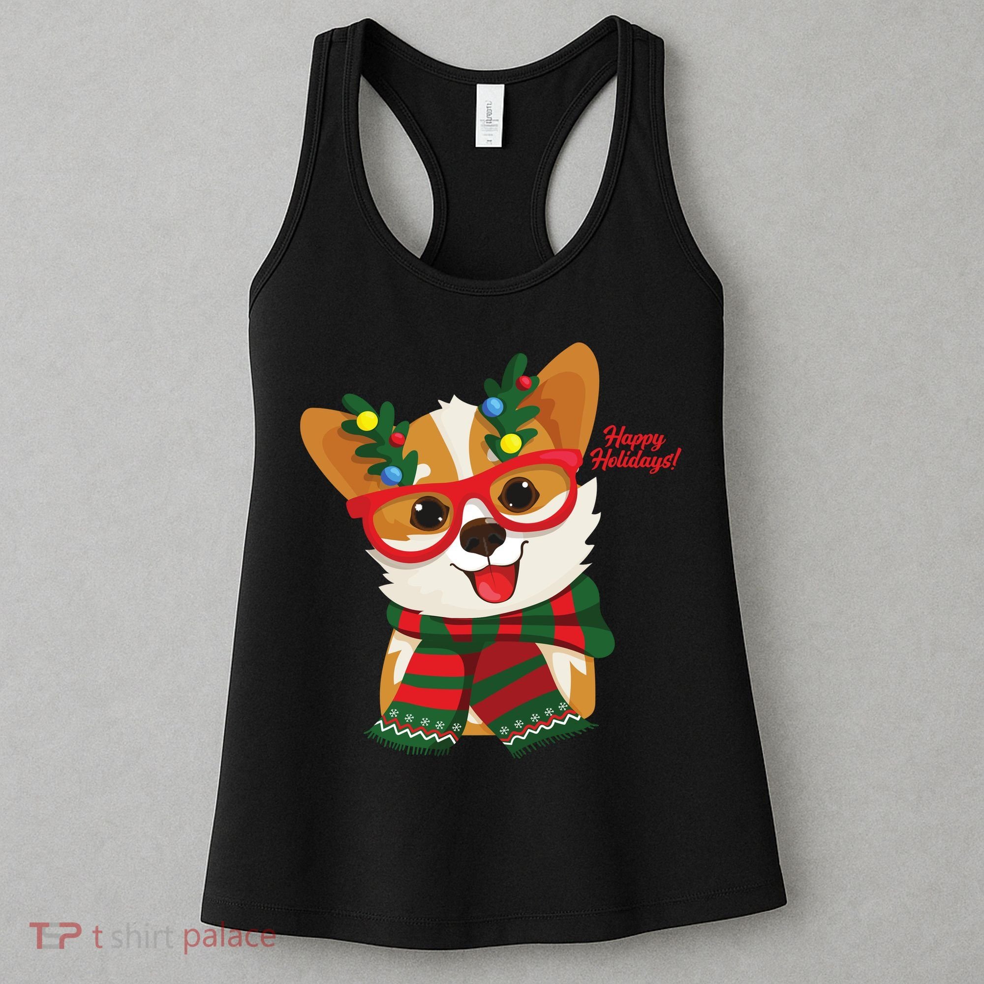 Happy Holidays Cute Corgi Dog Lover Women's Tank Top