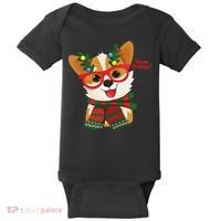 Happy Holidays Cute Corgi Dog Lover Baby Bodysuit thumb 0