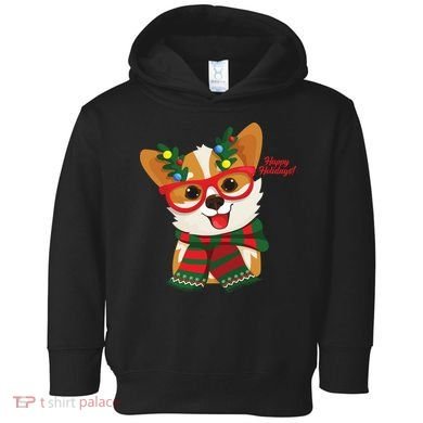 Happy Holidays Cute Corgi Dog Lover Toddler Hoodie