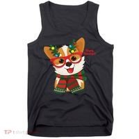 Happy Holidays Cute Corgi Dog Lover Tank Top thumb 0
