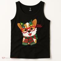 Happy Holidays Cute Corgi Dog Lover Tank Top thumb 2