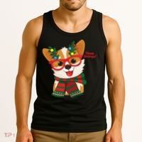 Happy Holidays Cute Corgi Dog Lover Tank Top thumb 3
