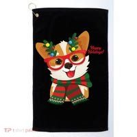 Happy Holidays Cute Corgi Dog Lover Golf Towel thumb 0