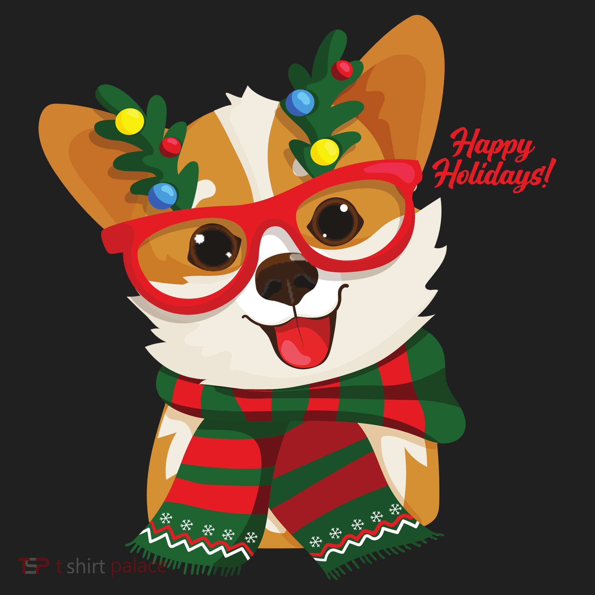Happy Holidays Cute Corgi Dog Lover Golf Towel
